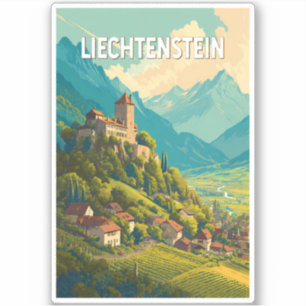 Liechtenstein Illustration Reise Kunst Vintage Aufkleber