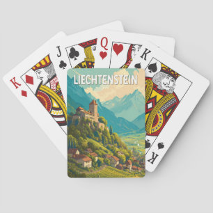 Liechtenstein Illustration Reise Kunst Vintage Spielkarten