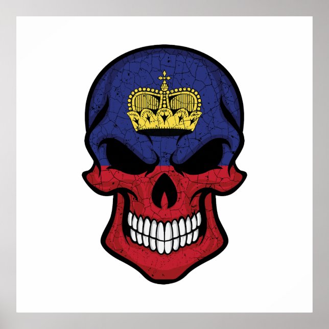 Liechtenstein lächelt Schädelflagge Poster (Vorne)