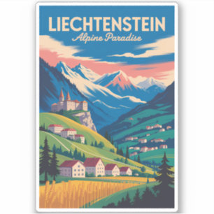 Liechtenstein Landschaft Illustration Reise Kunst Aufkleber