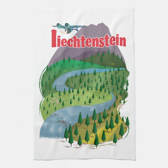 Liechtenstein-Reiseposter Geschirrtuch (Vertikal)