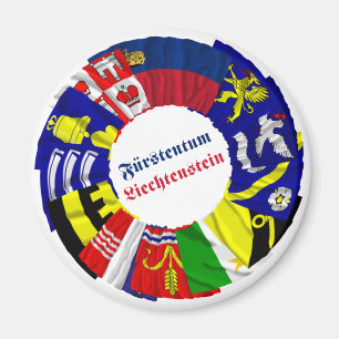 Liechtenstein u. seine Gemeinde Flaggen Magnet