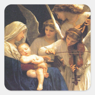 Lied der Engel, William-Adolphe Bouguereau Quadratischer Aufkleber