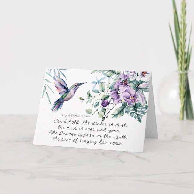 Lied von Solomon 2:11-12 Hummingbird Blume Bibel Karte (Vorderseite)