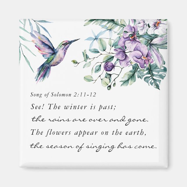 Lied von Solomon 2:11-12 Hummingbird Blume Bibel Magnet (Vorne)