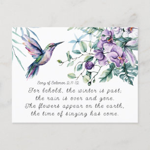 Lied von Solomon 2:11-12 Hummingbird Blume Bibel Postkarte