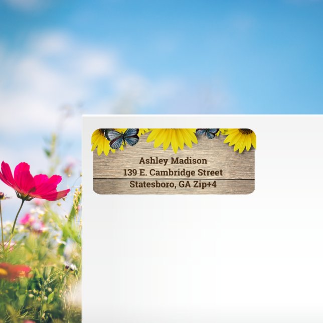 Lieferadresse für rustikale Sonnenblumen Adressaufkleber (Von Creator hochgeladen)