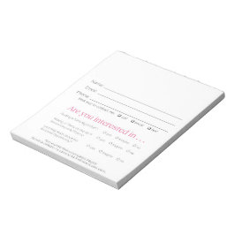 Lieferanten-Lead-Slips für Buchung und Rekrutierun Notizblock