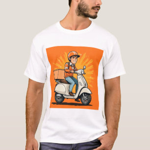 Lieferfahrer auf modernem Roller T-Shirt