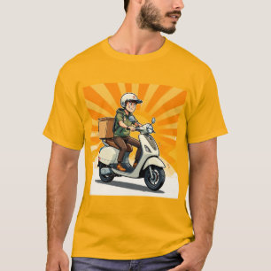 Lieferfahrer auf modernem Roller T-Shirt
