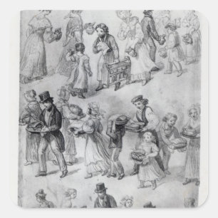 Liefern des Abendessens, 1841 Quadratischer Aufkleber