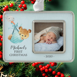 Lieferschein Erstes Weihnachtsfest Foto Rahmen-Ornament Silber