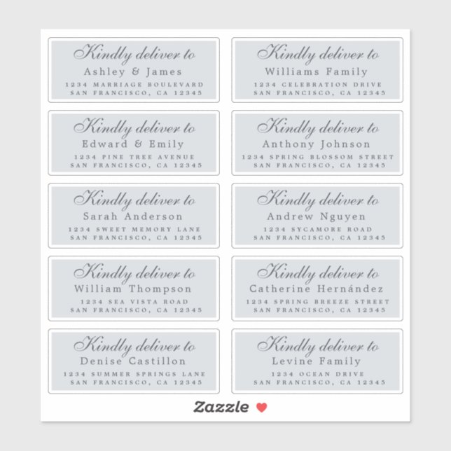 Lieferung an das Calligraphy Wedding Guest Address Aufkleber (Blatt)