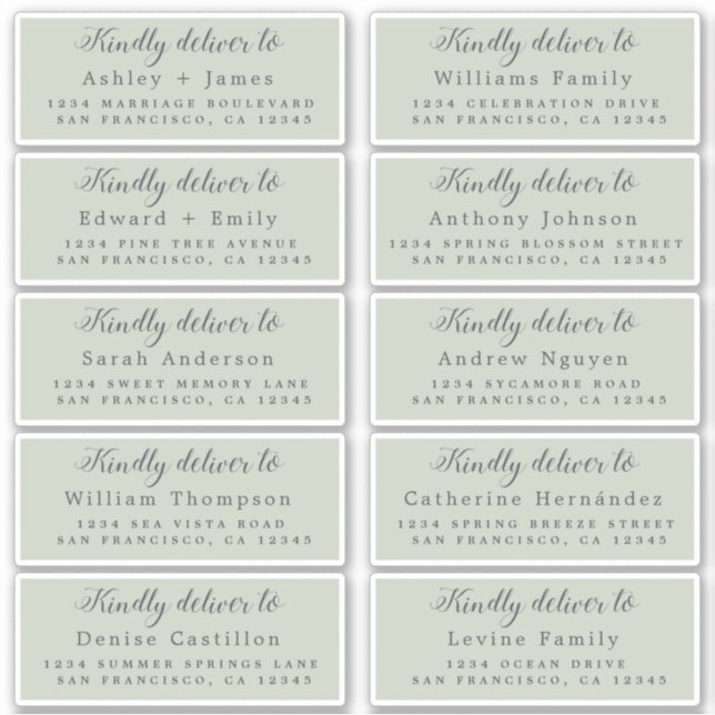 Lieferung an das Calligraphy Wedding Guest Address Aufkleber (Vorderseite)