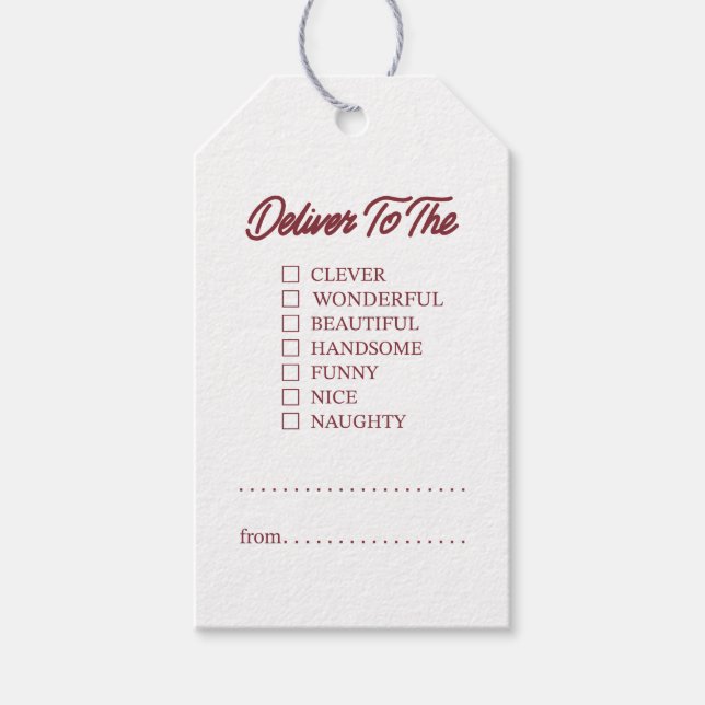 Lieferung an geschenkanhänger (Vorderseite)