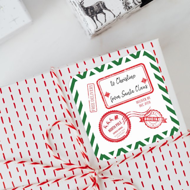 Lieferung der Post an den Nordpol von Santa Squ Quadratischer Aufkleber (Von Creator hochgeladen)