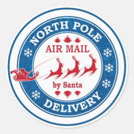 Lieferung der Santa Air Post an den Nordpol Runder Aufkleber