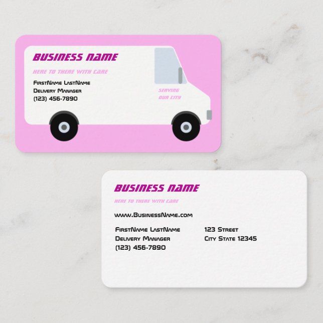 Lieferung Van Pink-Visitenkarte Visitenkarte (Vorne/Hinten)