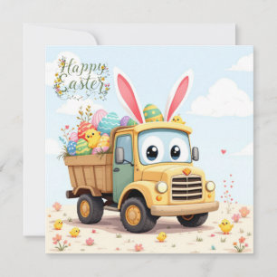 Lieferung von Eiern im Osterlastwagen Feiertagskarte