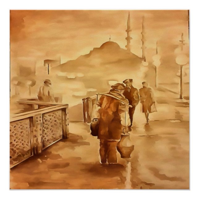Lieferung von Jogurt in der Malerei in Istanbul Poster (Vorderseite)