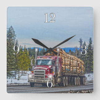 Lieferung von Red Lumber Truck Hardware Store Art Quadratische Wanduhr