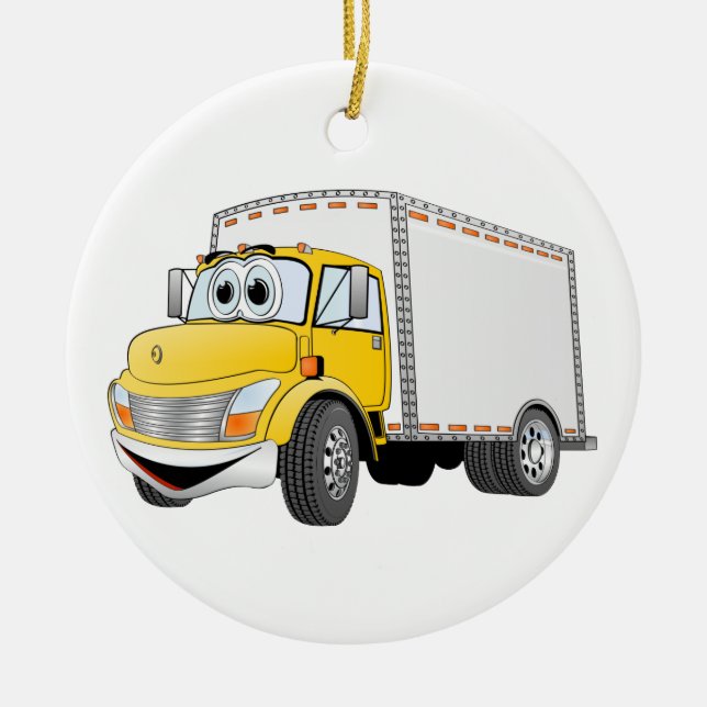 Lieferwagen Gelbe Box Cartoon Keramikornament (Vorne)
