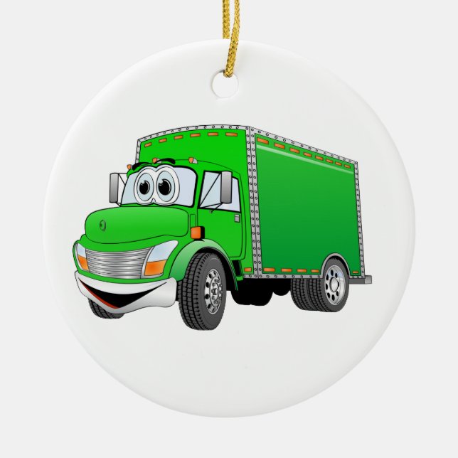 Lieferwagen Grüner Cartoon Keramik Ornament (Vorne)