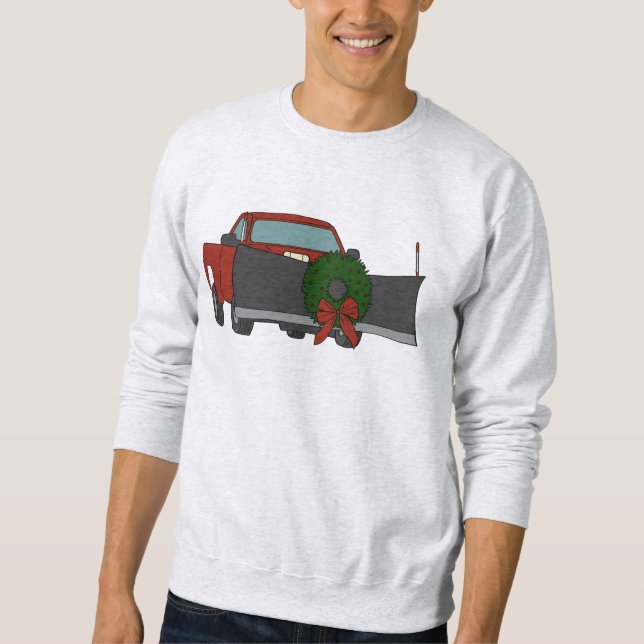 Lieferwagen LKW mit Schneepflug und Weihnachtskran Sweatshirt (Vorderseite)