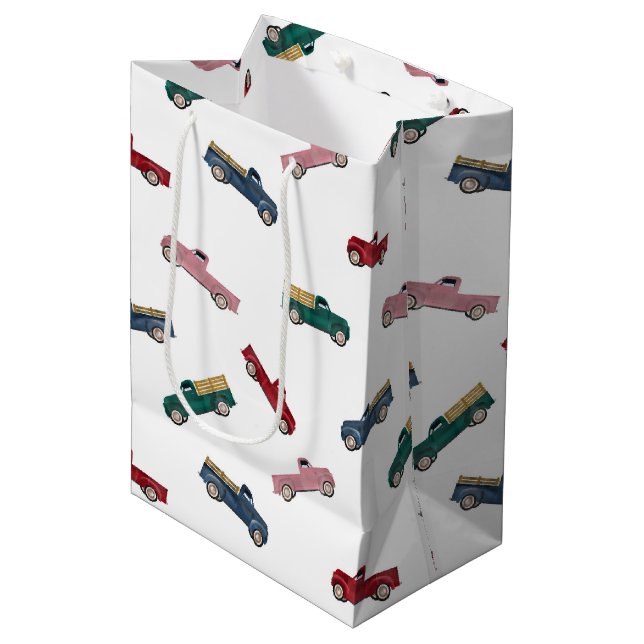 Lieferwagen LKW Niedliche Kraftfahrzeuge Mittlere Geschenktüte (Vorderseite Schrägansicht)