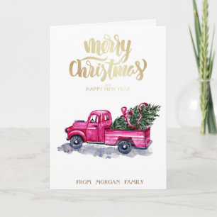 Lieferwagen mit Tannenbaum Weihnachten Rosa