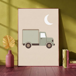 Lieferwagen Mond Neutrale Kinderzimmer-Kunst druck Poster