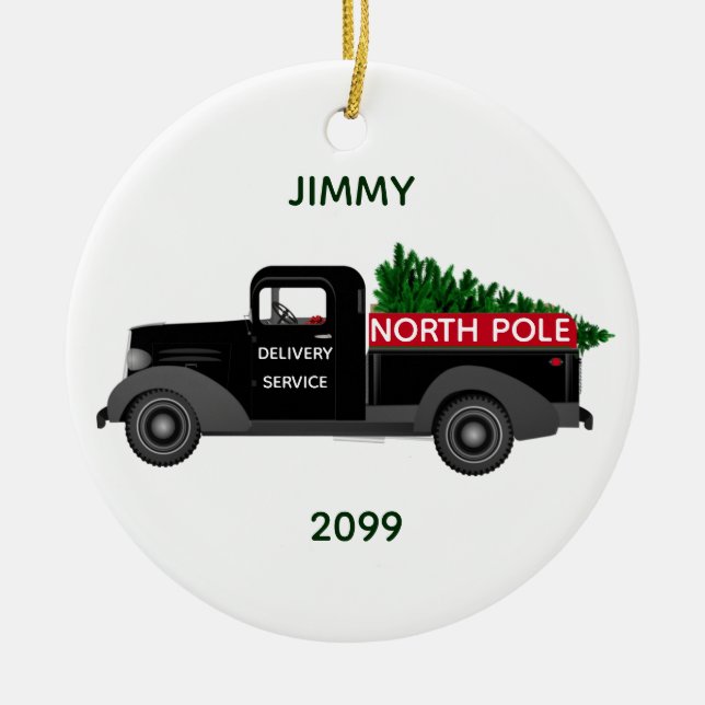 Lieferwagen Nordpol - Keramik Weihnachten Ornament (Vorne)