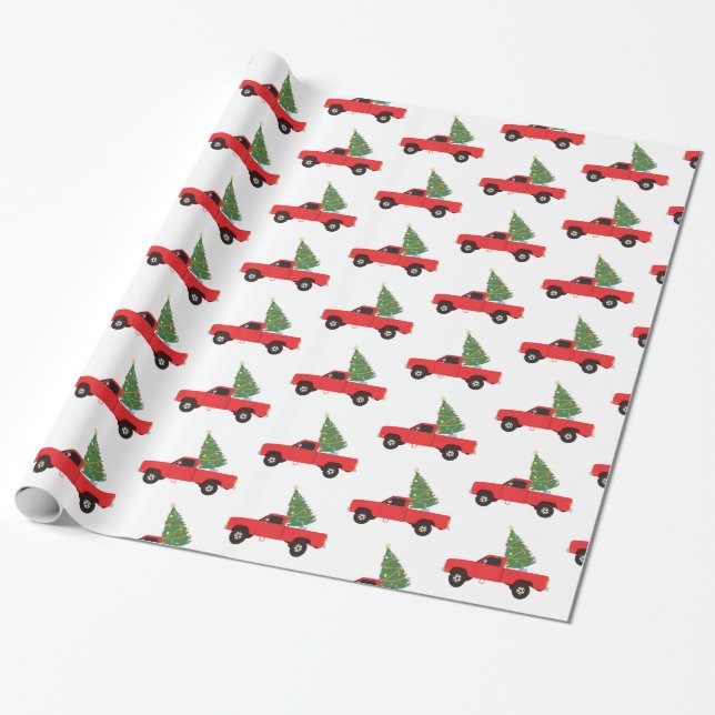 Lieferwagen Truck Weihnachtsbaum Geschenkpapier (Ungerollt)