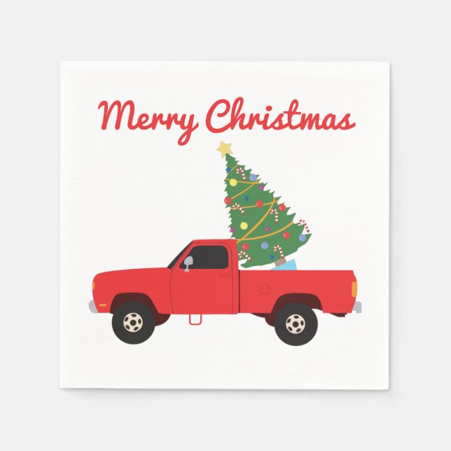 Lieferwagen Truck Weihnachtsbaum Serviette (Vorderseite)