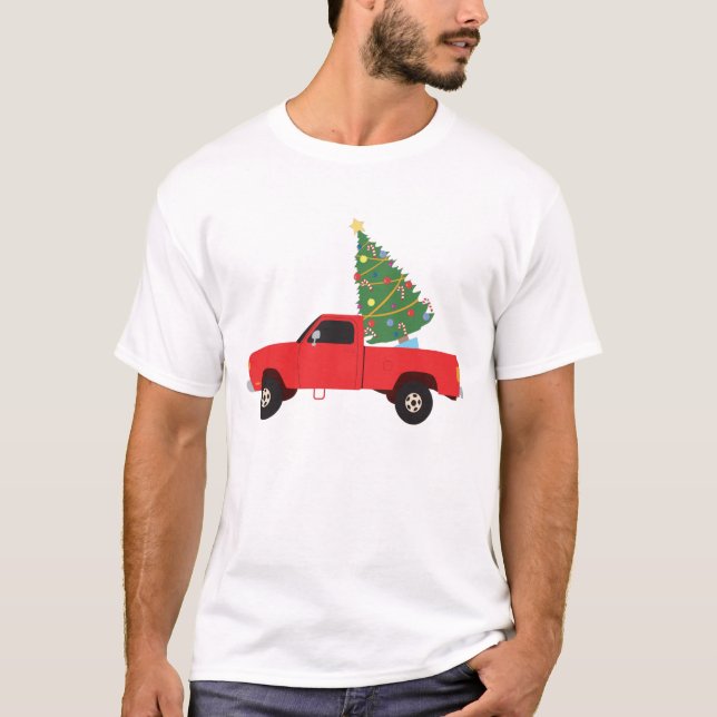 Lieferwagen Truck Weihnachtsbaum T-Shirt (Vorderseite)