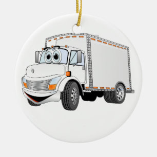 Lieferwagen-Weiß-Cartoon Keramik Ornament