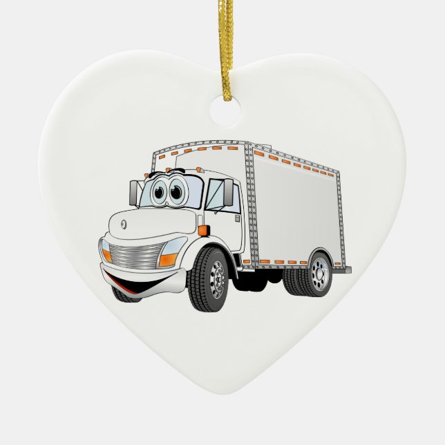Lieferwagen Weißer Cartoon Keramikornament (Vorne)