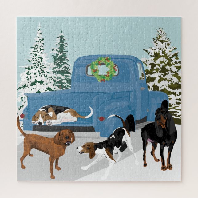 Lieferwagen Winter Coonhounds Puzzle (Vertikal)
