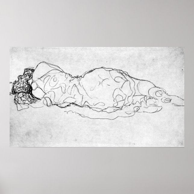 Liegende, Gegenfigur von Gustav Klimt Poster (Vorne)
