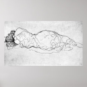 Liegende, hintere Zahl durch Gustav Klimt Poster