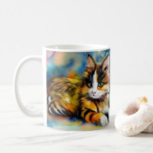 Liegende Katze, Aquarell -  Kaffeetasse