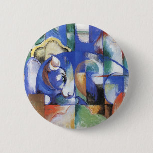 Liegender Stier von Franz Marc, Vintage Kubismus K Button