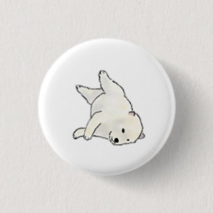 Liegender weißer Eisbärjunges Button
