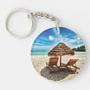 Liegestühle am Strand Kissen Schlüsselanhänger