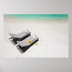 Liegestühle am Strand Poster