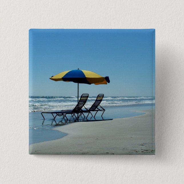 Liegestühle am Strand von Daytona Button (Vorderseite)