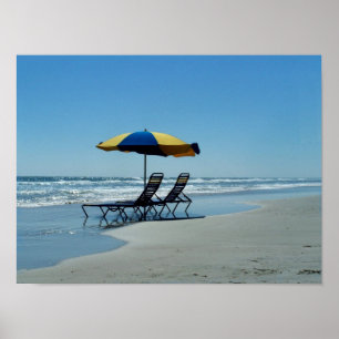 Liegestühle am Strand von Daytona Poster