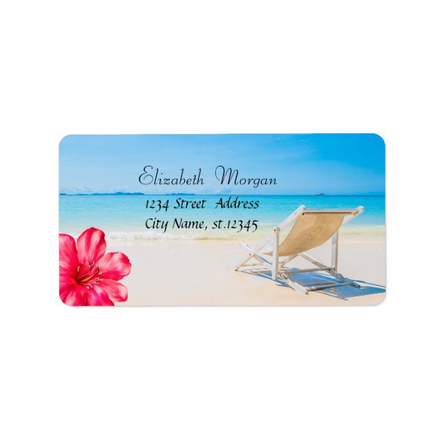 Liegestühle, Sand-Hibiskus Adressaufkleber (Vorne)