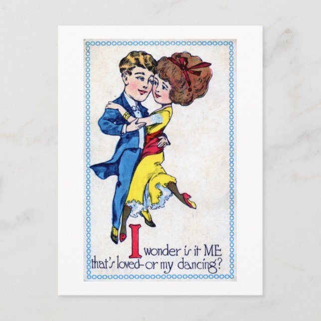 Liegt es an mir? Oder an meinem Tanz? Vintage Postkarte (Vorderseite)