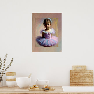Lienzo De Imitación Niña con tutu lila y azúl Poster